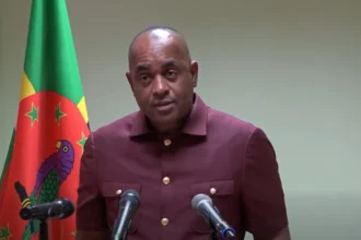 Prime Minister Roosevelt Skerrit during 2026 Press Conference in Dominica