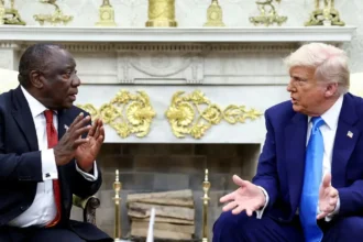 South Africa President Cyril Ramaphosa with US President Donald Trump