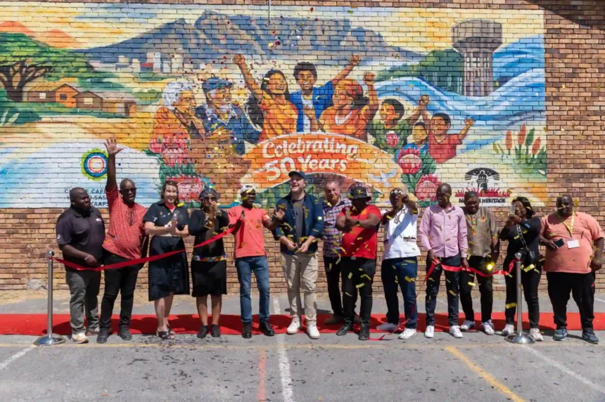 Mayor Geordin Hill-Lewis with Mfuleni residents marking 50th open-air celebration, Cape Town