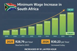 National Minimum Wage increased rates chart by South Africa 