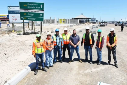 Cllr Rob Quintas with Urban Mobility team at new Vuyani Public Transport Interchange, Cape Town