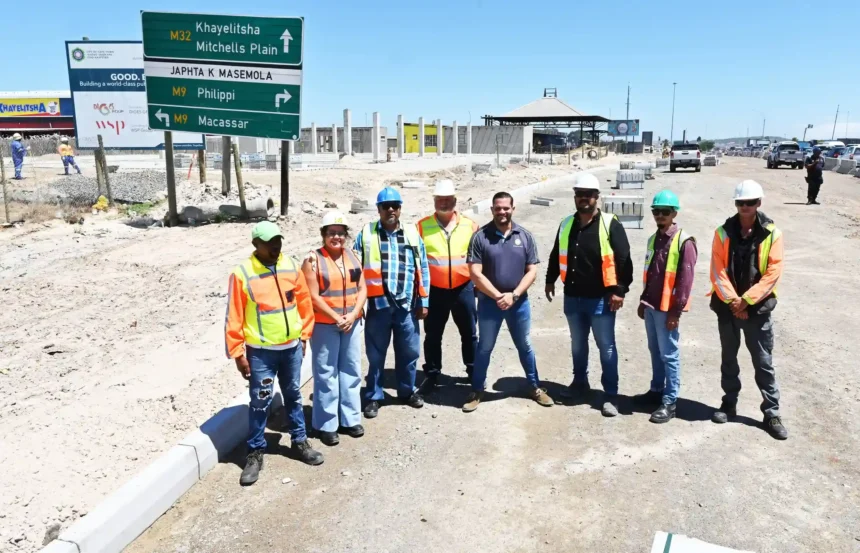 Cllr Rob Quintas with Urban Mobility team at new Vuyani Public Transport Interchange, Cape Town