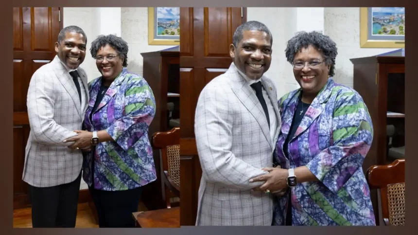 PM Terrance Drew with PM Mia Mottley