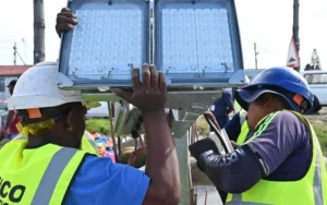 Energy team fixing streetlights
