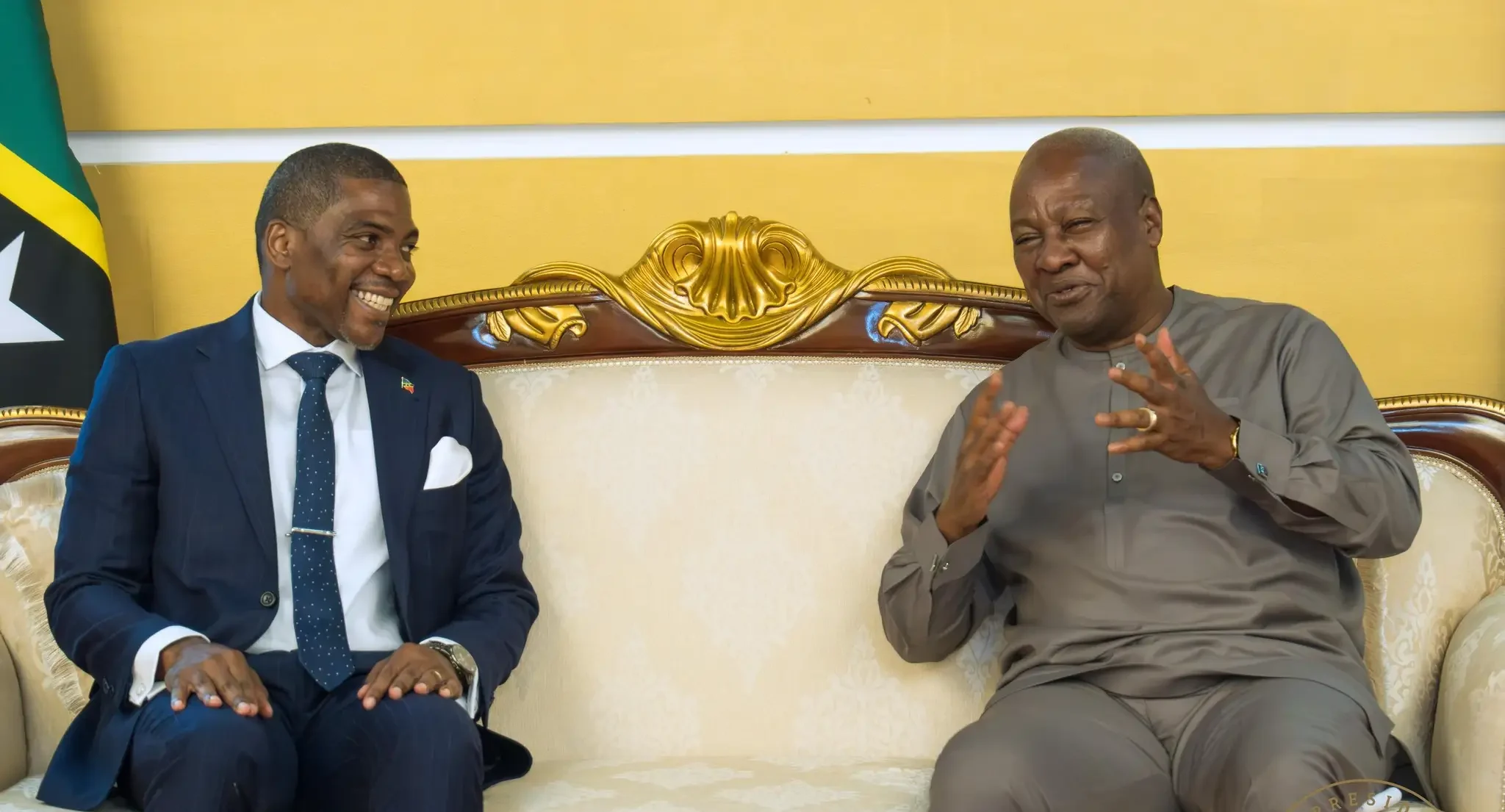 PM Terrance Drew with President John Dramani Mahama in Ghana