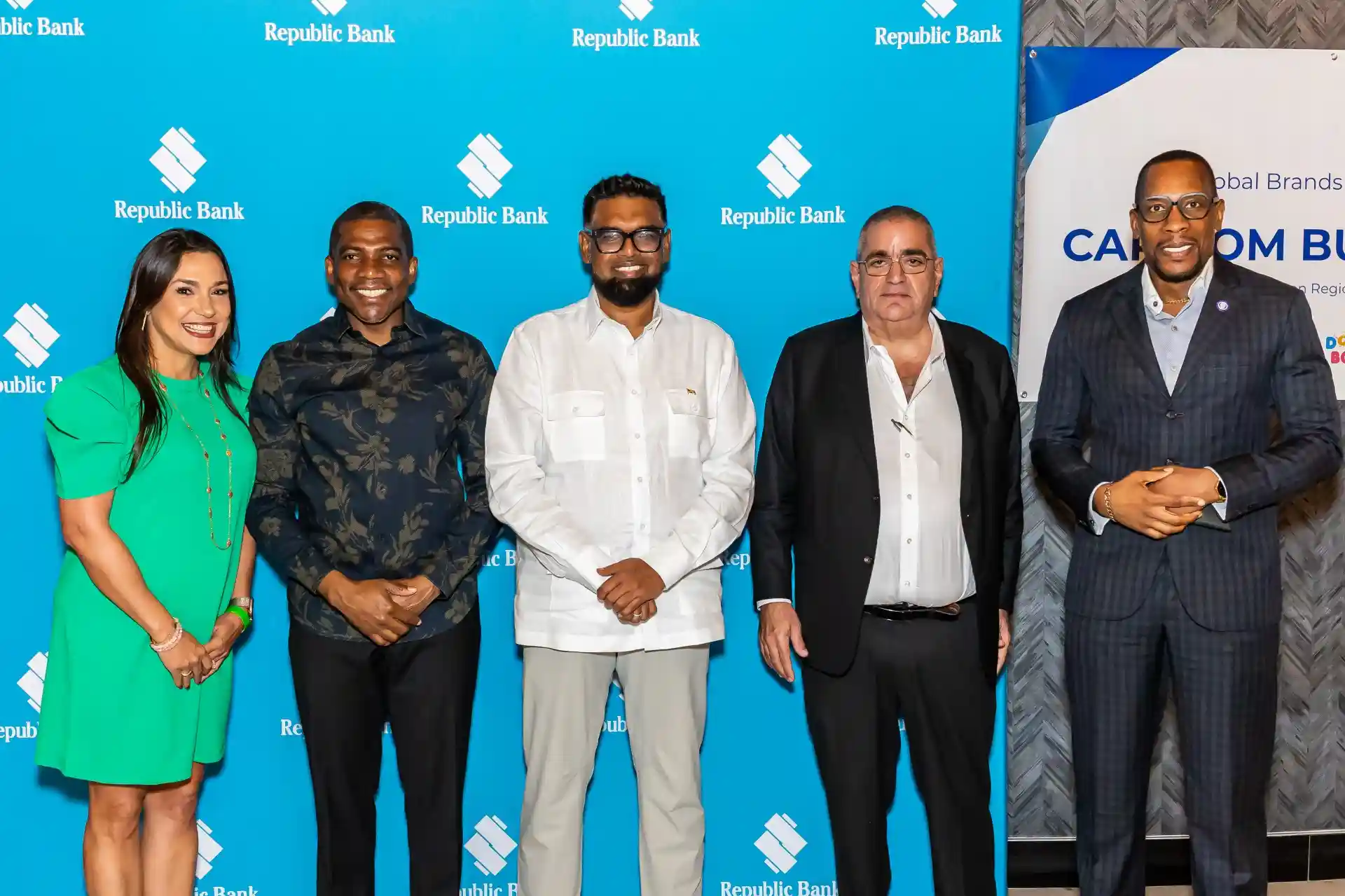 PM Terrance Drew with regional leaders at CARICOM Business Cocktail 2026