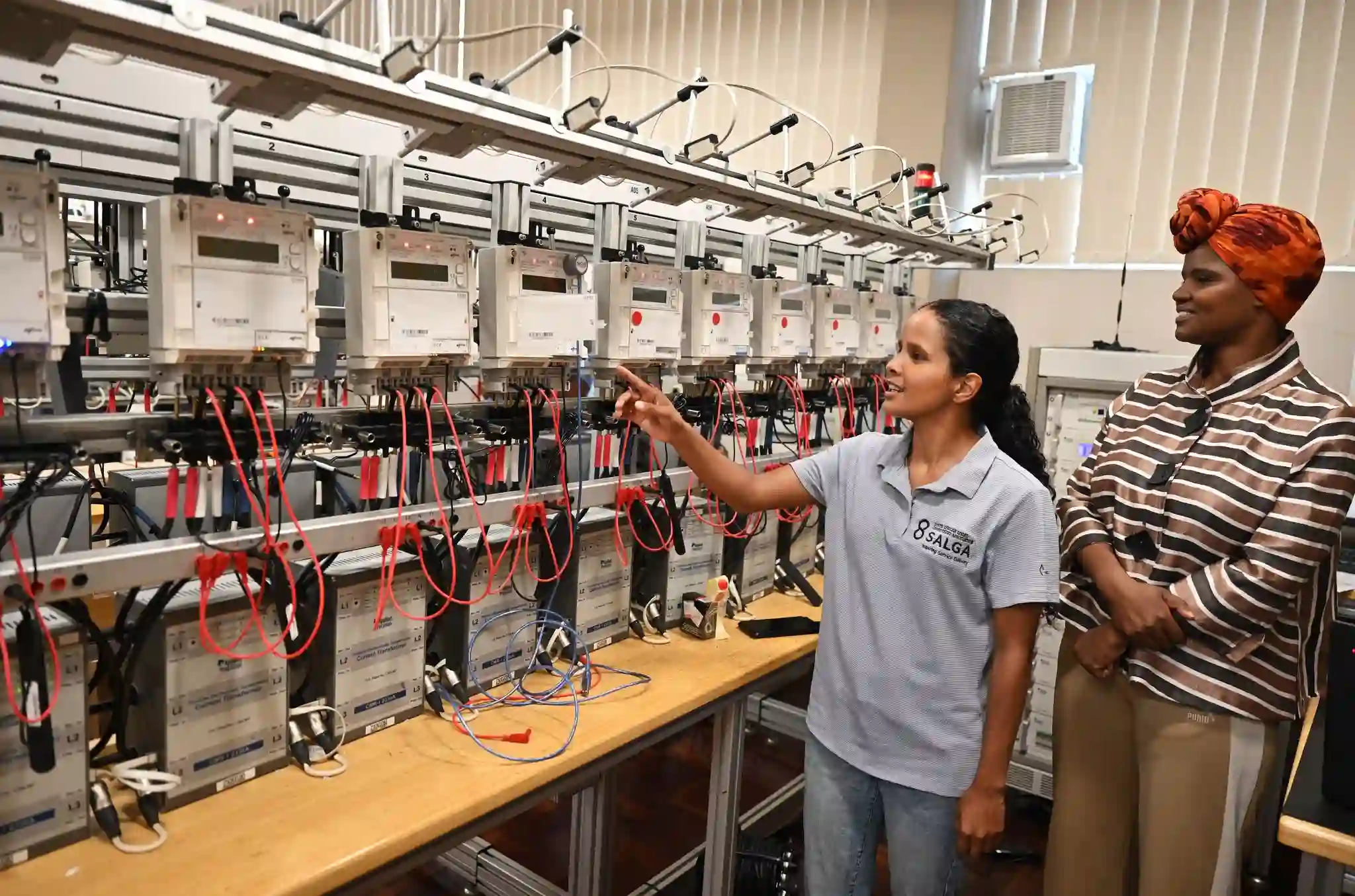Alderman Xanthea Limberg at the prepaid electricity meter testing lab of Cape Town