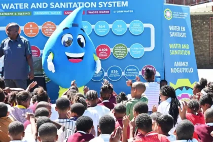 Water Macot - Manzi at Melton Primary School in Cape Town