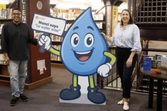 Water Mascot Manzi at City Library of Cape Town