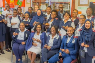 Cllr Francine Higham with City Health team commemorating World Immunisation Week in Cape Town