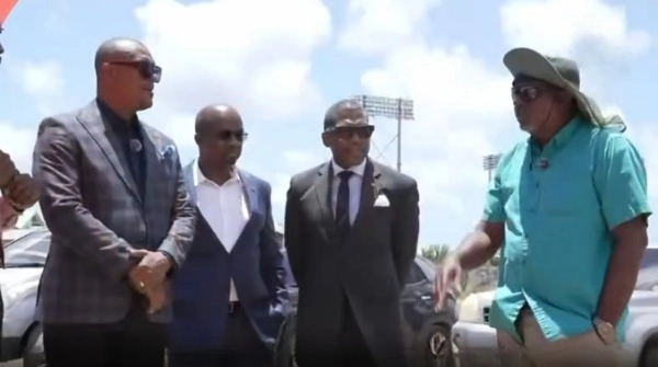 Prime Minister Dr. Terrance Drew at the Basseterre High School construction site