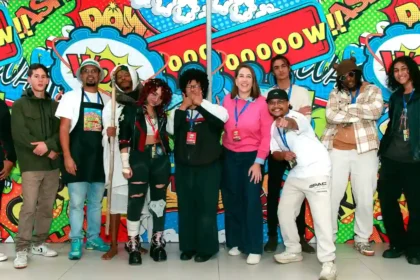 Councillor Francine Higham with the 10 artists who showcased their work at Comic Con Cape Town 2026