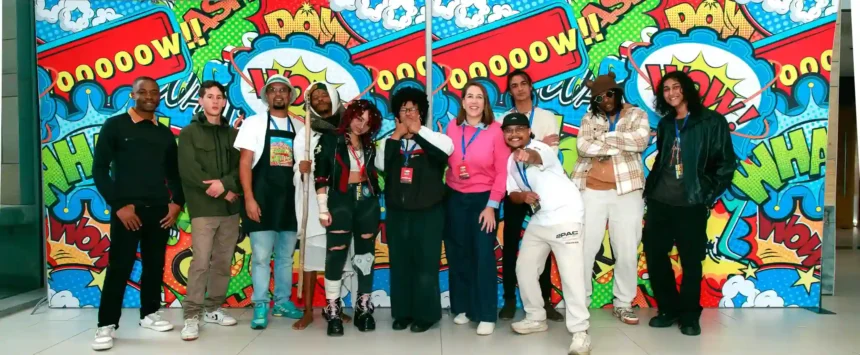 Councillor Francine Higham with the 10 artists who showcased their work at Comic Con Cape Town 2026