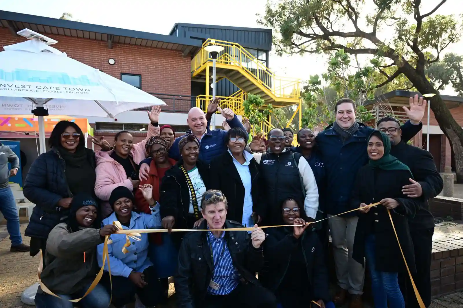 Mayor Geordin Hill-Lewis with Alderman James Vos at the new Masiphumelele Gateway Market in Cape Town