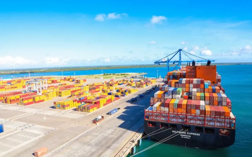 MV Baltimore Express at Port of Lamu in Kenya
