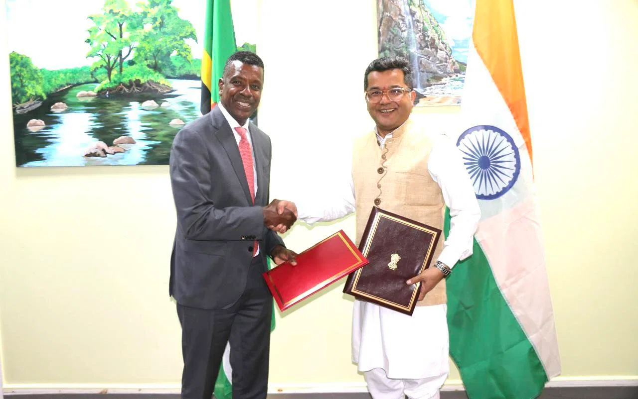 Dr. Vince Henderson and Pabitra Margherita while signing the Pharmacopia MOU for increasing Healthcare in Dominica