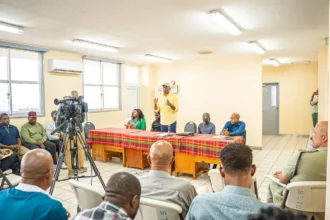 PM Skerrit while consulting with fishers on Marigot Port of Entry plan in Dominica