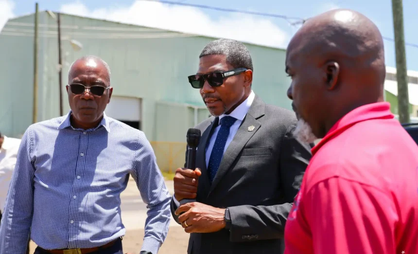 Prime Minister Dr. Terrance Drew at Needsmust area during water project visit in St. Kitts and Nevis