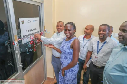 Kenya Ports Authority team during the launch of Joint Operations Centre at Lamu Port