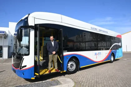 Cllr Rob Quintas in First MyCiTi Electric Bus in Cape Town