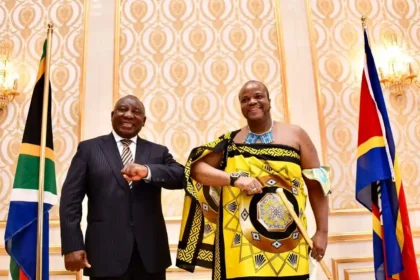 King Mswati-III of Swazi Kindom in Eswatini with President Cyril Ramaphosa of South Africa