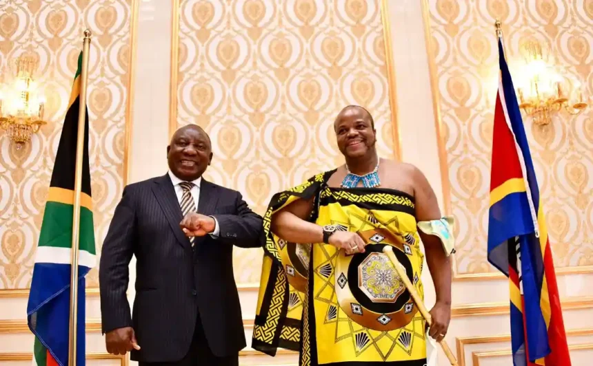 King Mswati-III of Swazi Kindom in Eswatini with President Cyril Ramaphosa of South Africa