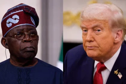 Nigeria President Bola Ahmed Tinubu (on left) and USA President Donald Trump