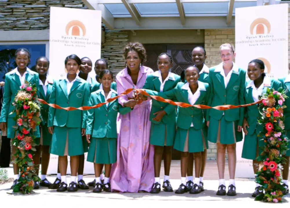 Oprah Winfrey during opening the school