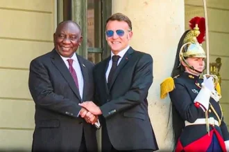 President Cyril Ramaphosa with President Emmanuel Macron