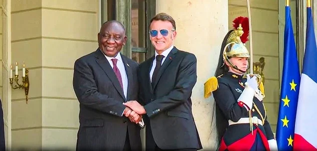 President Cyril Ramaphosa with President Emmanuel Macron