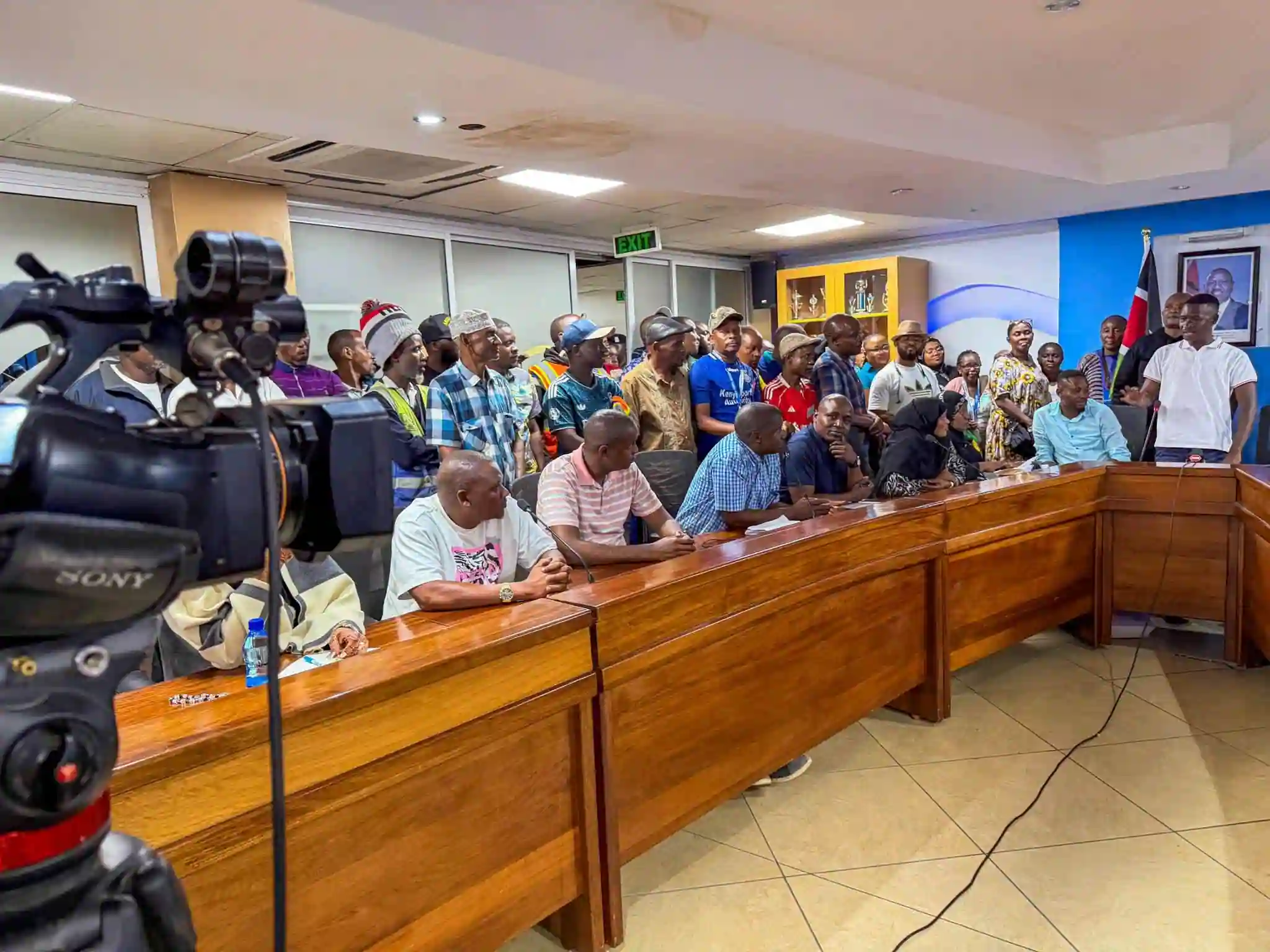 Dock Workers Union team at election results in Kenya