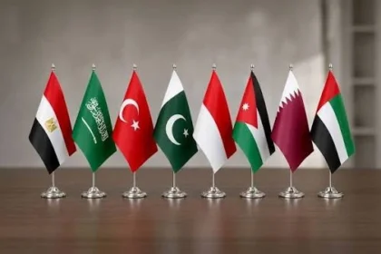Flags of Egypt, Qatar, Jordan, Indonesia, Pakistan, Türkiye, Saudi Arabia and the United Arab Emirates